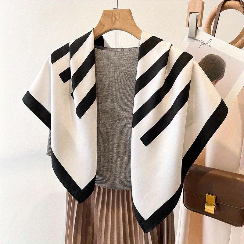 Striped Shawl Bandana Silk Satin Square Scarf Head Wrap