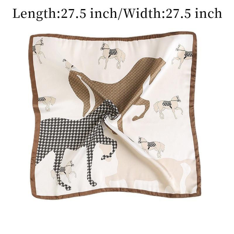 Houndstooth Horse Print Scarf Vintage Block Square Neckerchief