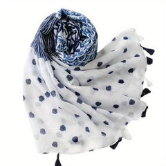 Geometric Print Tassel Scarf Boho Block Shawl Casual Hijab Head Wrap Women