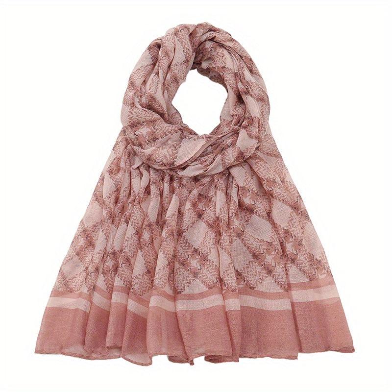 Vintage Strip Print Voile Scarf Boho Shawl Sunscreen Head Wrap