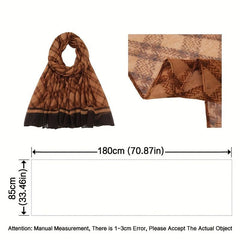 Vintage Strip Print Voile Scarf Boho Shawl Sunscreen Head Wrap