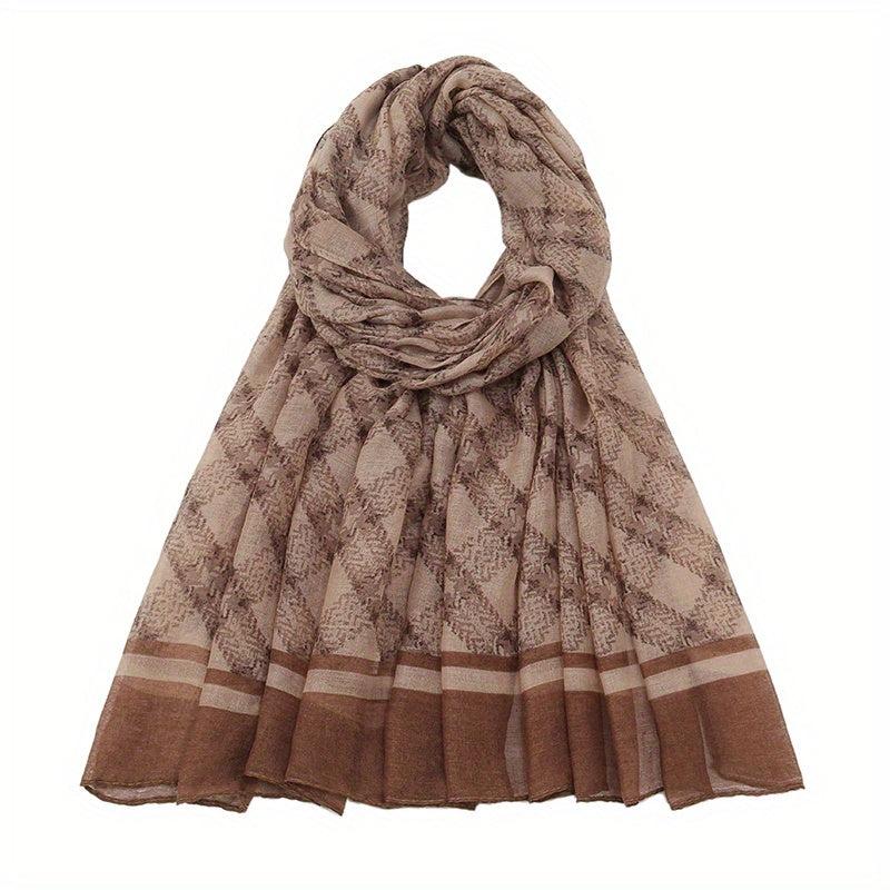 Vintage Strip Print Voile Scarf Boho Shawl Sunscreen Head Wrap