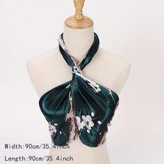Plum Blossom Print Bandana Block Shawl Square Scarf Head Wrap