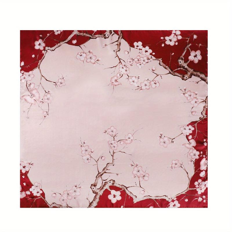 Plum Blossom Print Bandana Block Shawl Square Scarf Head Wrap