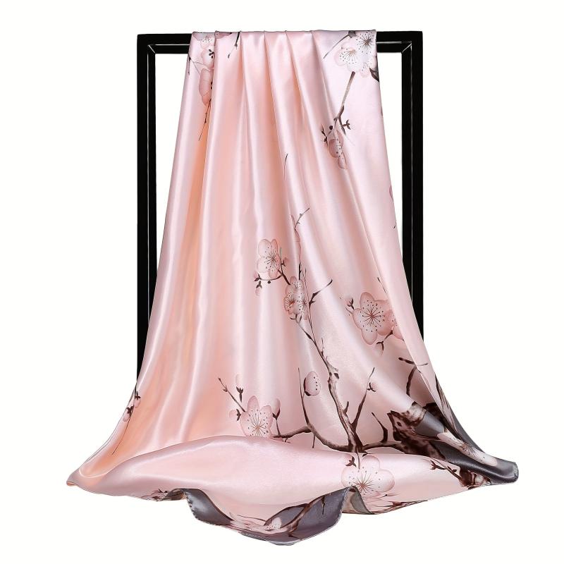 Plum Blossom Print Bandana Block Shawl Square Scarf Head Wrap