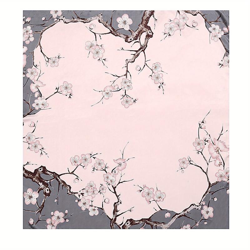Plum Blossom Print Bandana Block Shawl Square Scarf Head Wrap