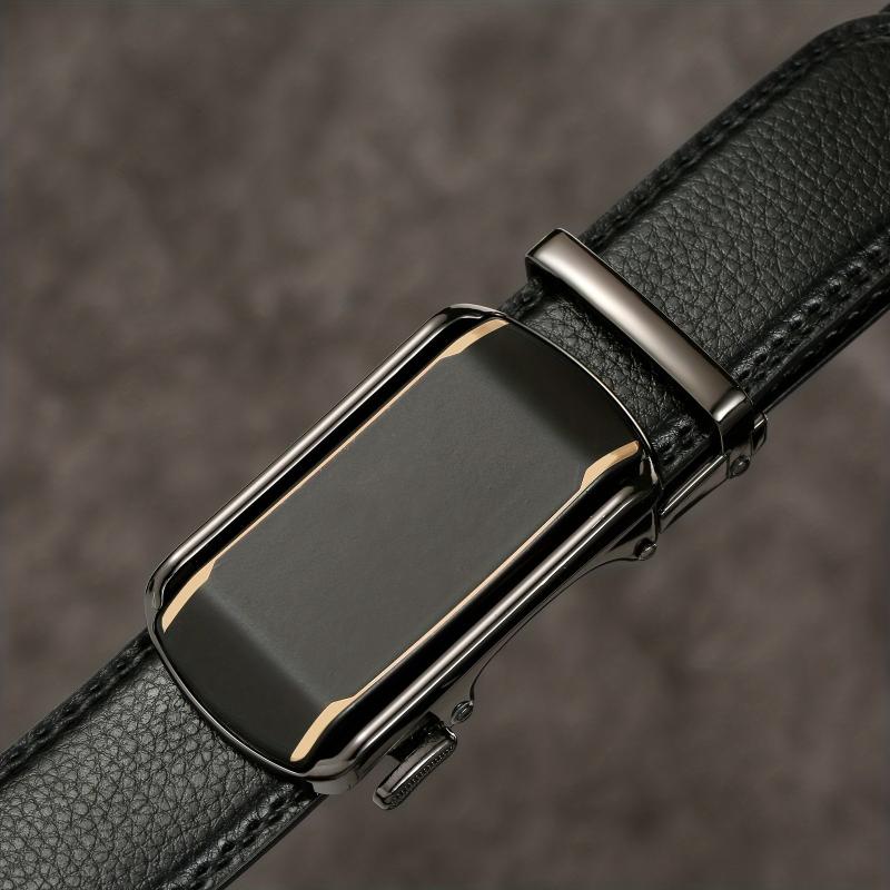 Men's Auto Buckle Belt PU Leather Business Waist Strap