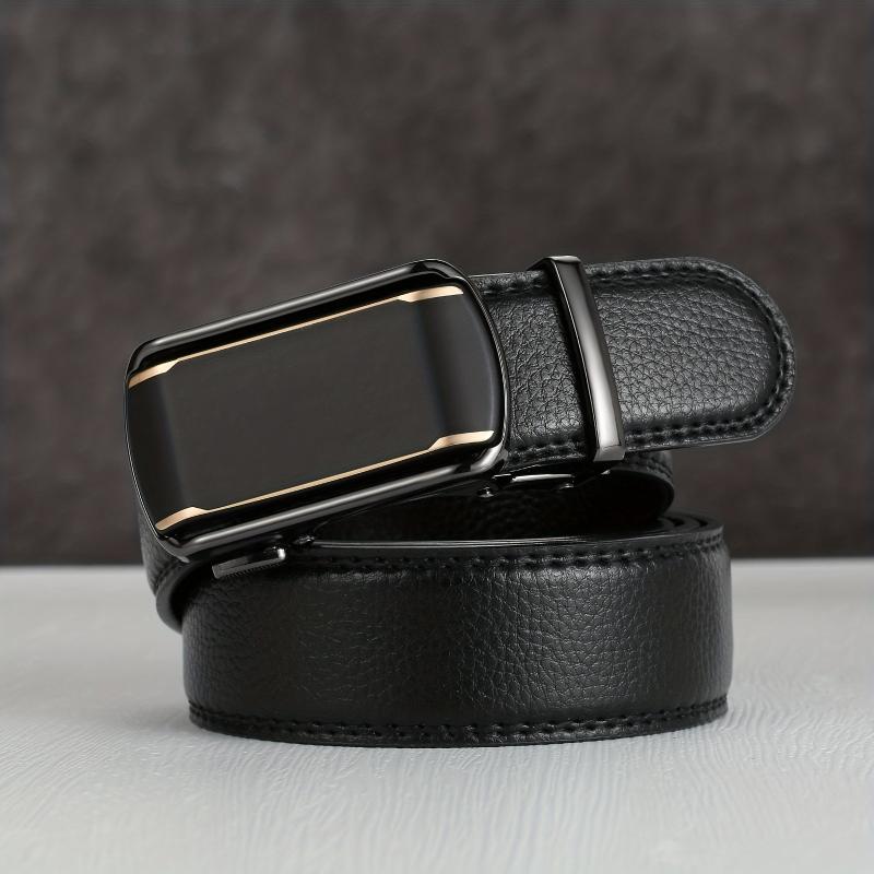Men's Auto Buckle Belt PU Leather Business Waist Strap