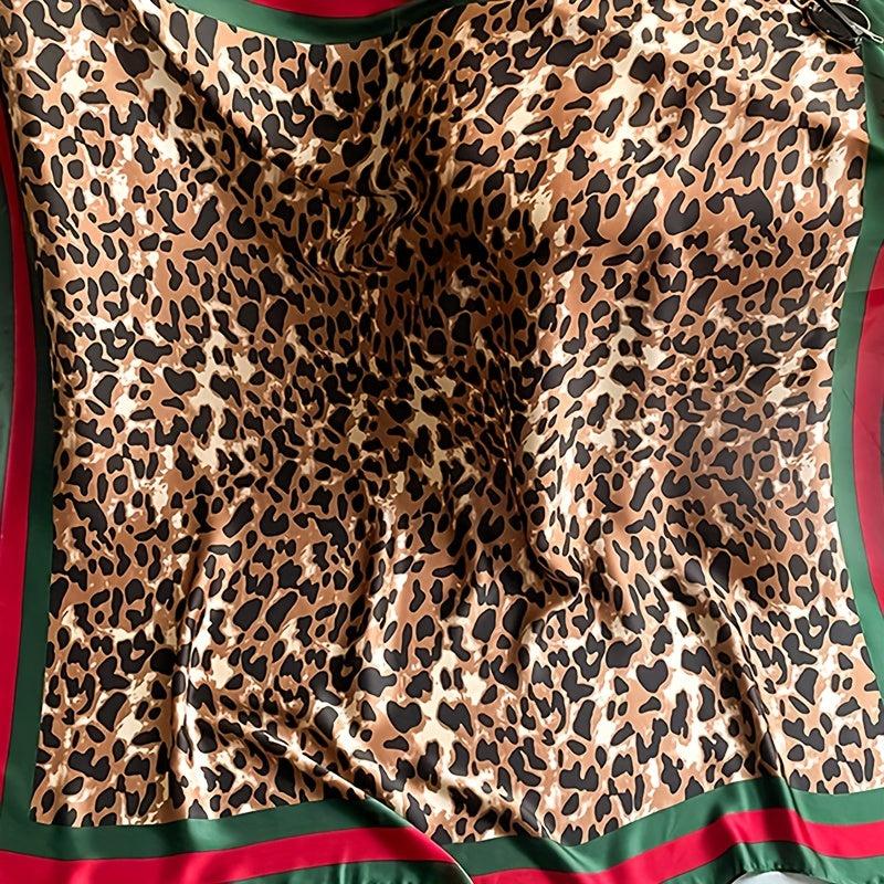 Leopard Print Silk Scarf Sunscreen Wrap Beach Towel