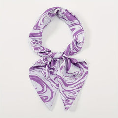 Wavy Striped Bandana Print Satin Square Scarf