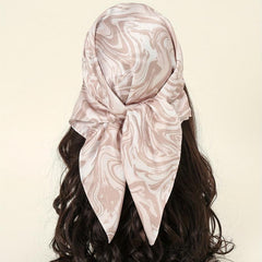 Wavy Striped Bandana Print Satin Square Scarf
