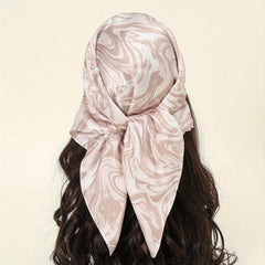 Wavy Striped Bandana Print Satin Square Scarf