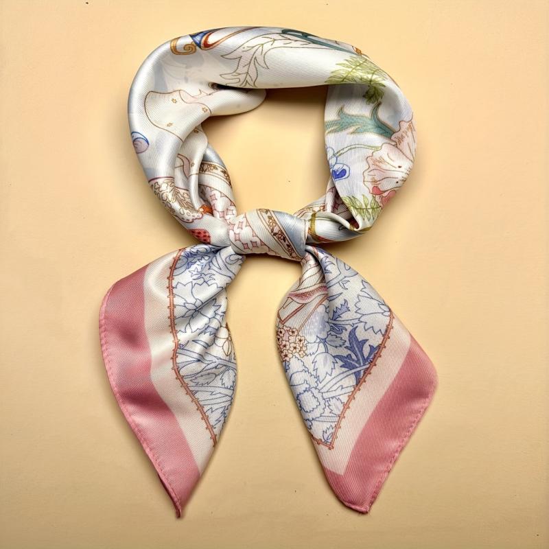 Pink Satin Square Scarf Women Hair Accessories
