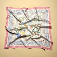 Pink Satin Square Scarf Women Hair Accessories