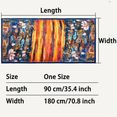 Lotus Oil Painting Print Satin Head Wrap Scarf