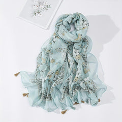 Floral Tassel Scarf Print Breathable Shawl Casual Windproof Headwrap