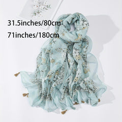 Floral Tassel Scarf Print Breathable Shawl Casual Windproof Headwrap