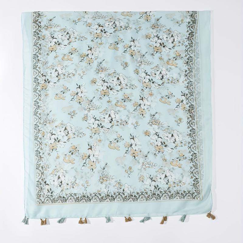 Floral Tassel Scarf Print Breathable Shawl Casual Windproof Headwrap