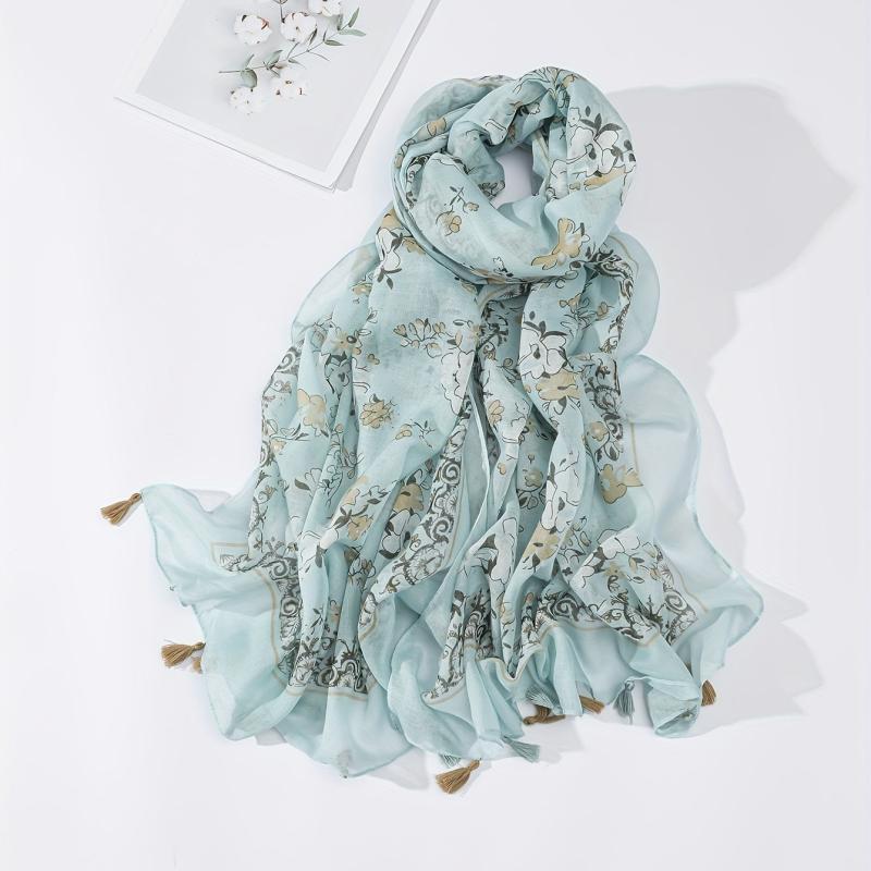Floral Tassel Scarf Print Breathable Shawl Casual Windproof Headwrap