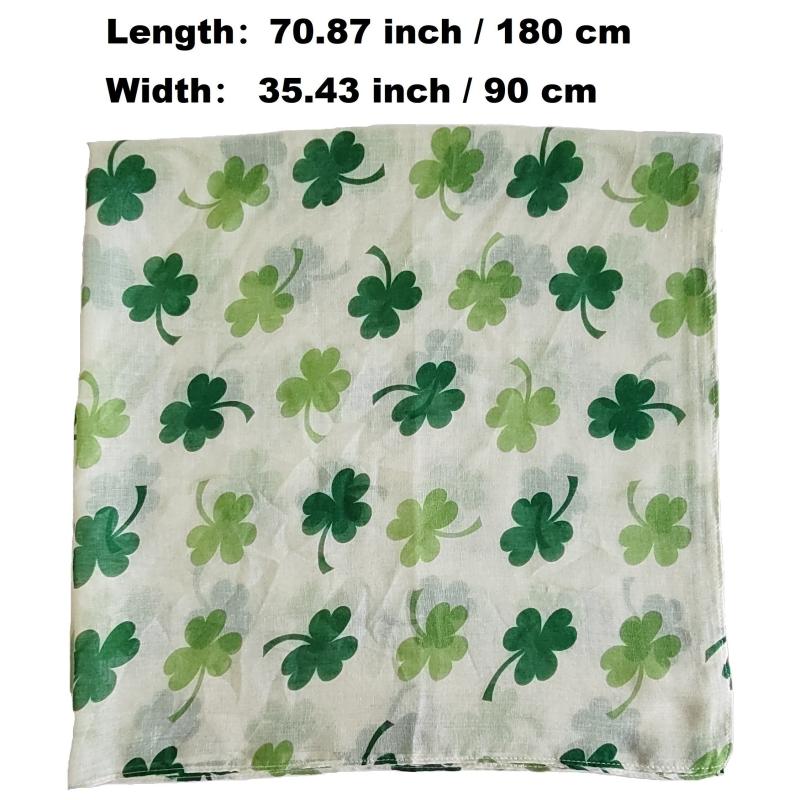 Irish Green Shamrock Scarf St Patrick's Day Windproof Wrap Turban