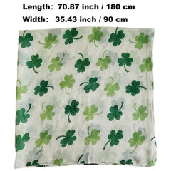 Irish Green Shamrock Scarf St Patrick's Day Windproof Wrap Turban