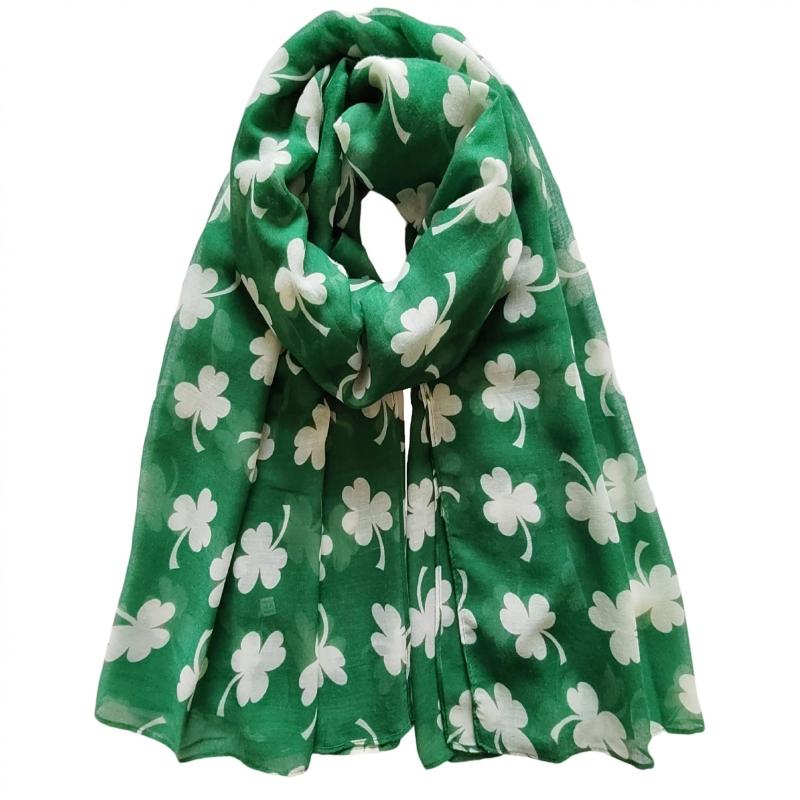 Irish Green Shamrock Scarf St Patrick's Day Windproof Wrap Turban
