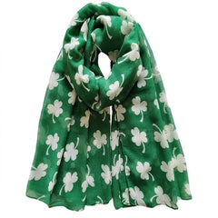 Irish Green Shamrock Scarf St Patrick's Day Windproof Wrap Turban