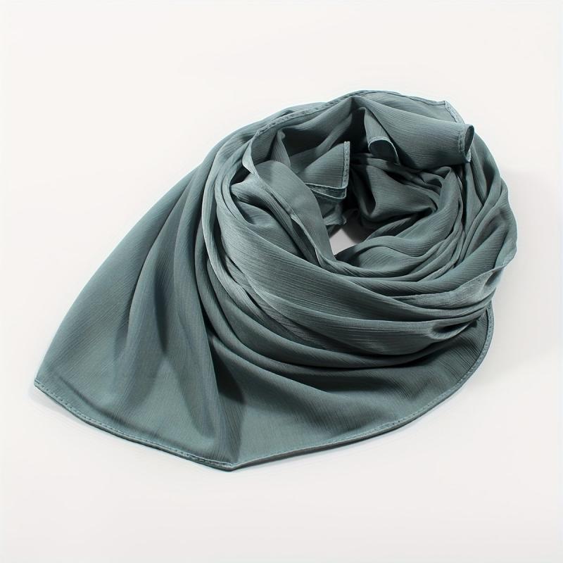 Pleated Silk Shawl Scarf Wrap Head Wrap for Daily Decoration - Mother's Gift