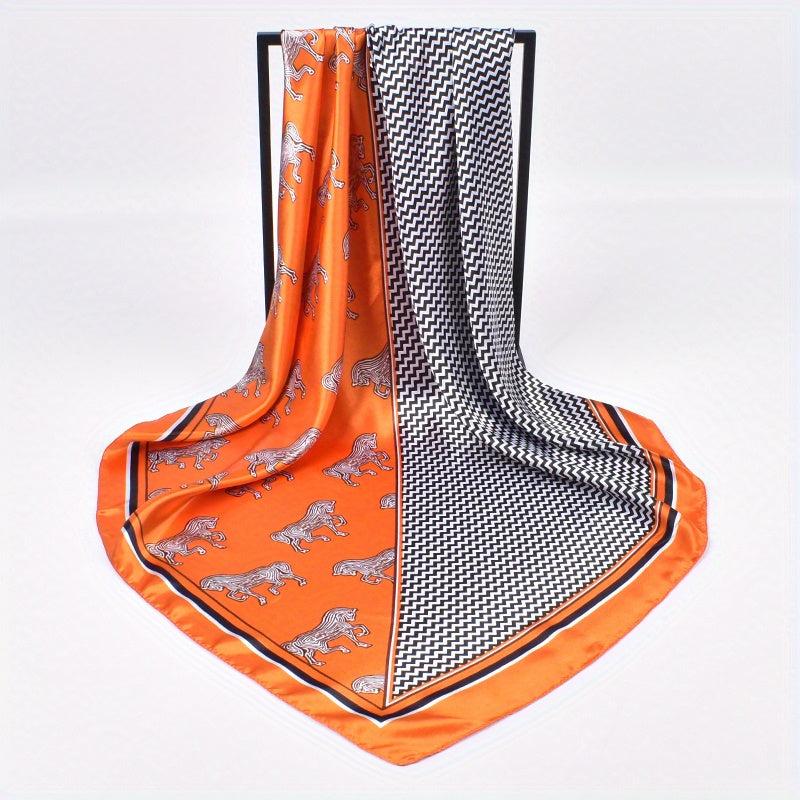 Large Square Silk Scarf Animal Print Head Wrap