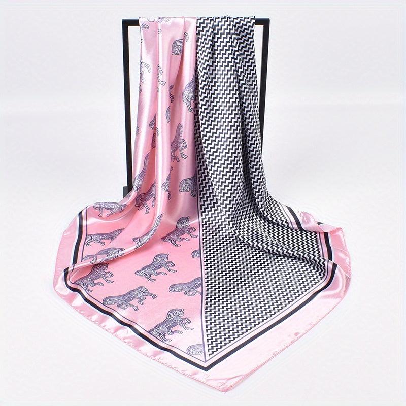 Large Square Silk Scarf Animal Print Head Wrap