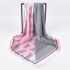 Large Square Silk Scarf Animal Print Head Wrap