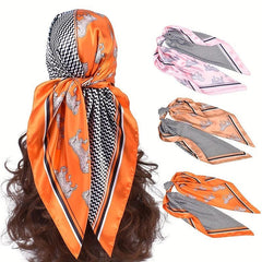 Large Square Silk Scarf Animal Print Head Wrap