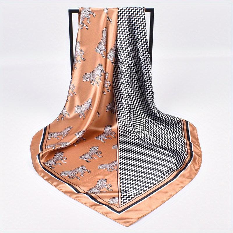 Large Square Silk Scarf Animal Print Head Wrap