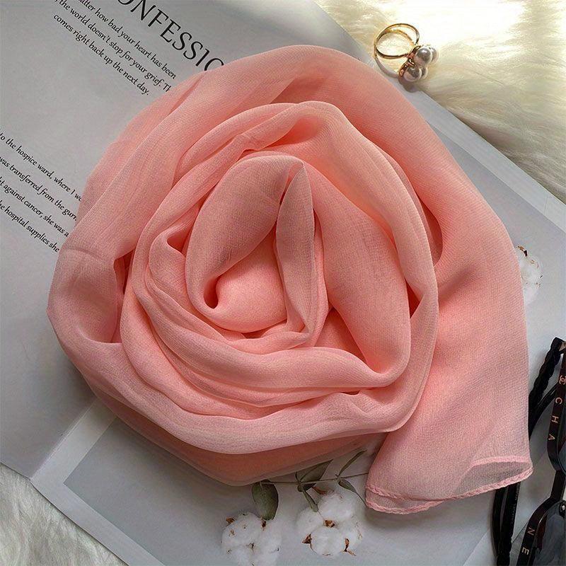 Solid Scarf Casual Hijab Silk Shawl Women Sunscreen Headwear Turban