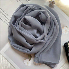 Solid Scarf Casual Hijab Silk Shawl Women Sunscreen Headwear Turban