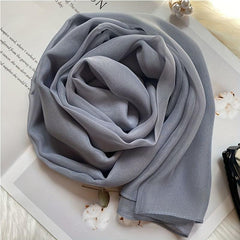 Solid Scarf Casual Hijab Silk Shawl Women Sunscreen Headwear Turban