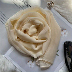 Solid Scarf Casual Hijab Silk Shawl Women Sunscreen Headwear Turban