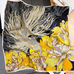 Goldfish Blossom Neckerchief Silk Square Scarf Bandana Head Wrap