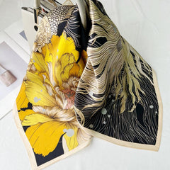 Goldfish Blossom Neckerchief Silk Square Scarf Bandana Head Wrap