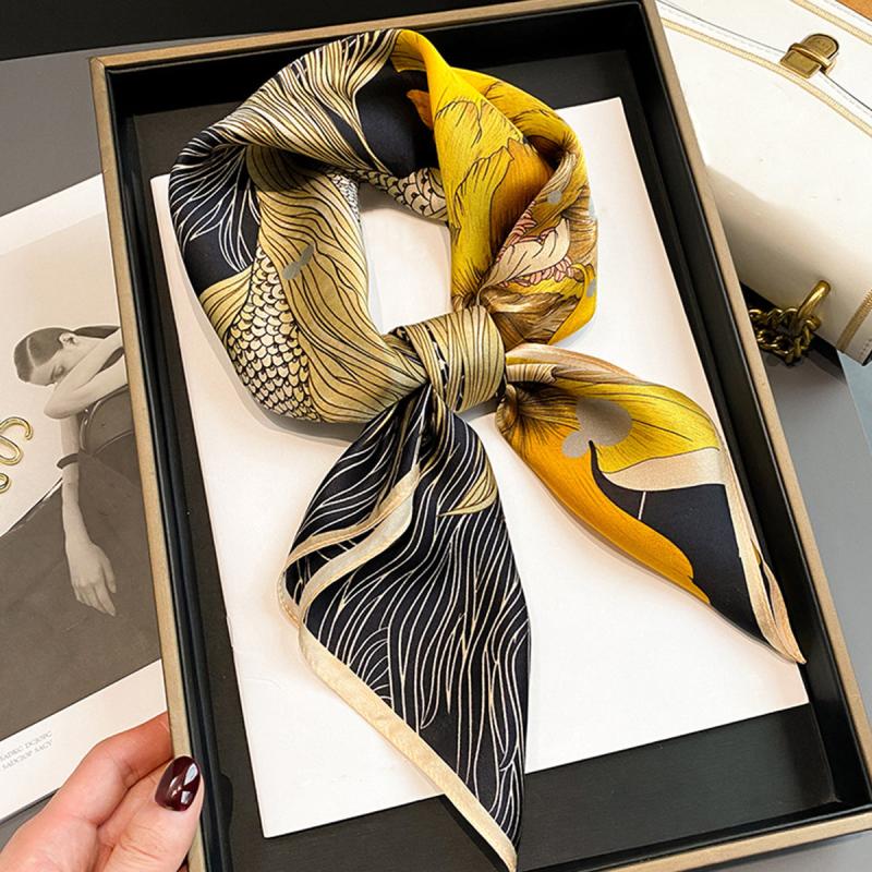 Goldfish Blossom Neckerchief Silk Square Scarf Bandana Head Wrap