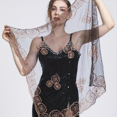 Transparent Lace Square Scarf Rose Embroidery Shawl