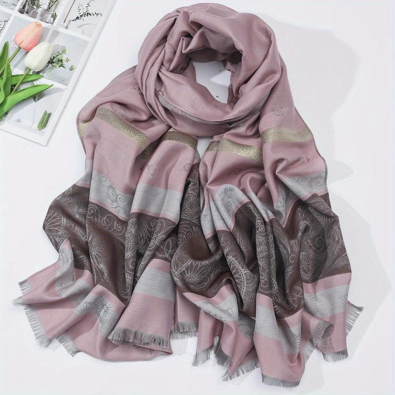 Paisley Pattern Scarf Shawl Wrap Casual Polyester Head Wrap For Daily Decoration