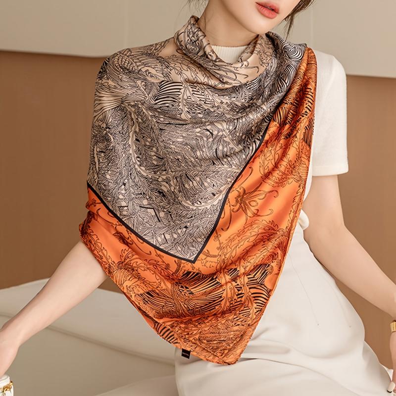 Silk Scarf Sunshade Print Beach Towel Square Scarf
