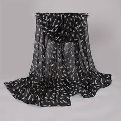Cat Print Chiffon Scarf Solid Thin Breathable Shawl Hijab