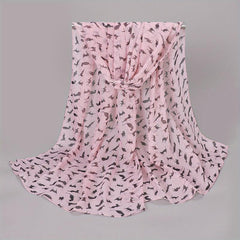 Cat Print Chiffon Scarf Solid Thin Breathable Shawl Hijab