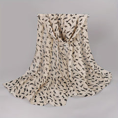 Cat Print Chiffon Scarf Solid Thin Breathable Shawl Hijab