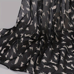 Cat Print Chiffon Scarf Solid Thin Breathable Shawl Hijab