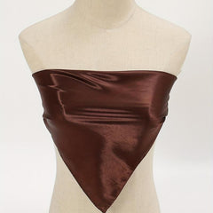Brown Satin Bandana Classic Square Scarf Women Sun Proof Head Wrap