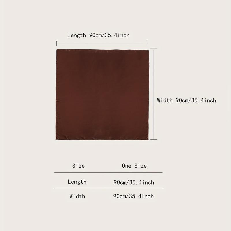 Brown Satin Bandana Classic Square Scarf Women Sun Proof Head Wrap