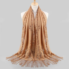 Tassel Lace Shawl Solid Flower Hollow Scarf Hijab Women Wrap